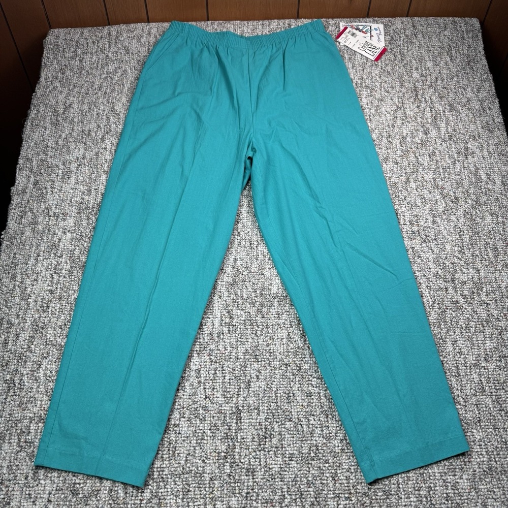Vintage Cricket Lane Pants Womens 14 Stretch Pull On Green Made In USA